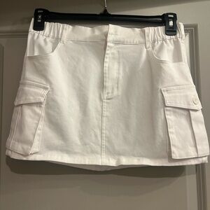 White Cargo Mini Skirt